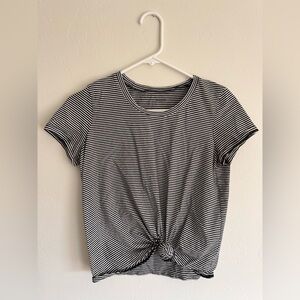 Madewell Black and White Striped Knot Tee